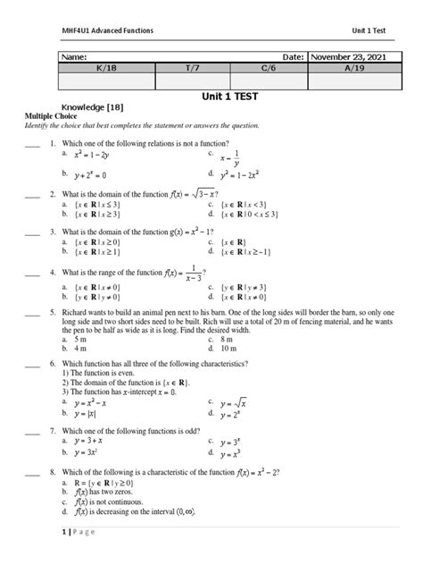 <strong>pdf</strong> from MATH 1004 at Ontario Hockey Academy. . Mhf4u unit 1 test pdf